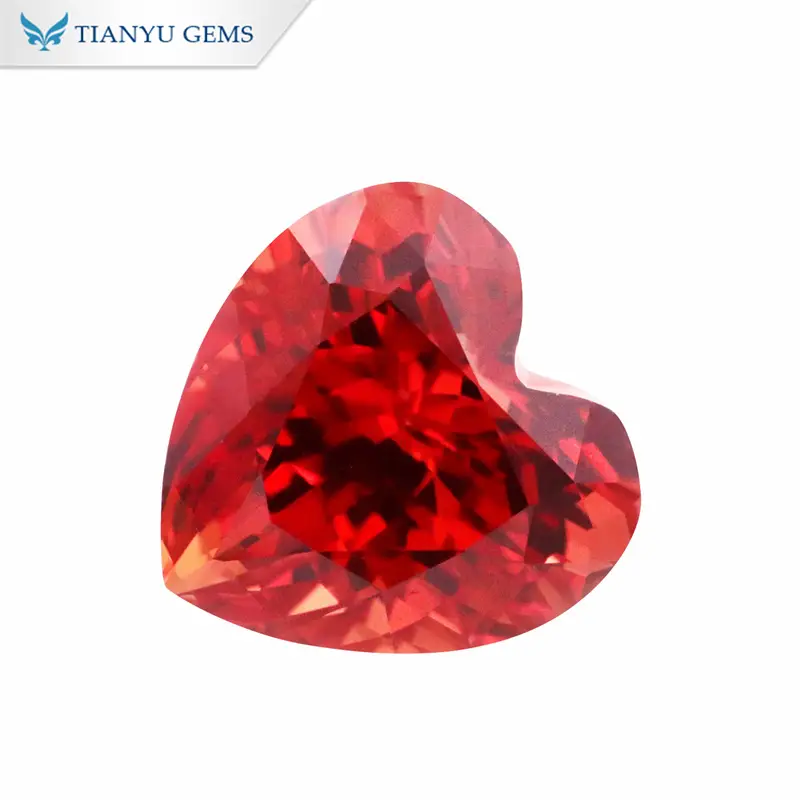 Heart Cut Lab Grown Gemstone Padparadscha Sapphire Stones 1