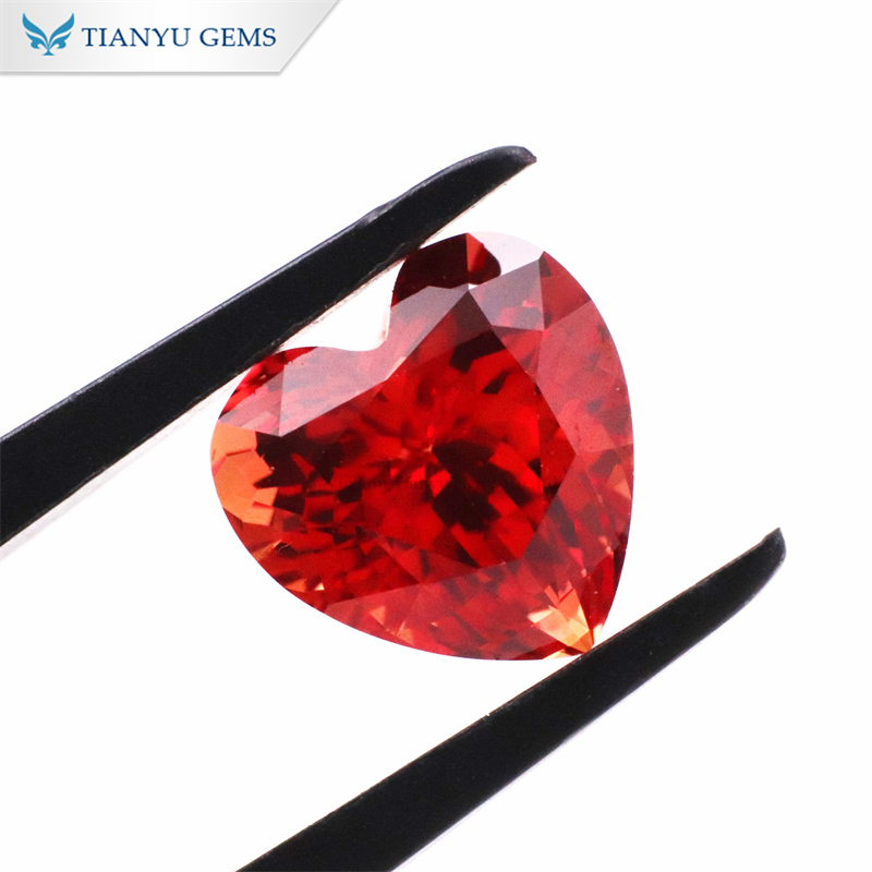 Heart Cut Lab Grown Gemstone Padparadscha Sapphire Stones 8