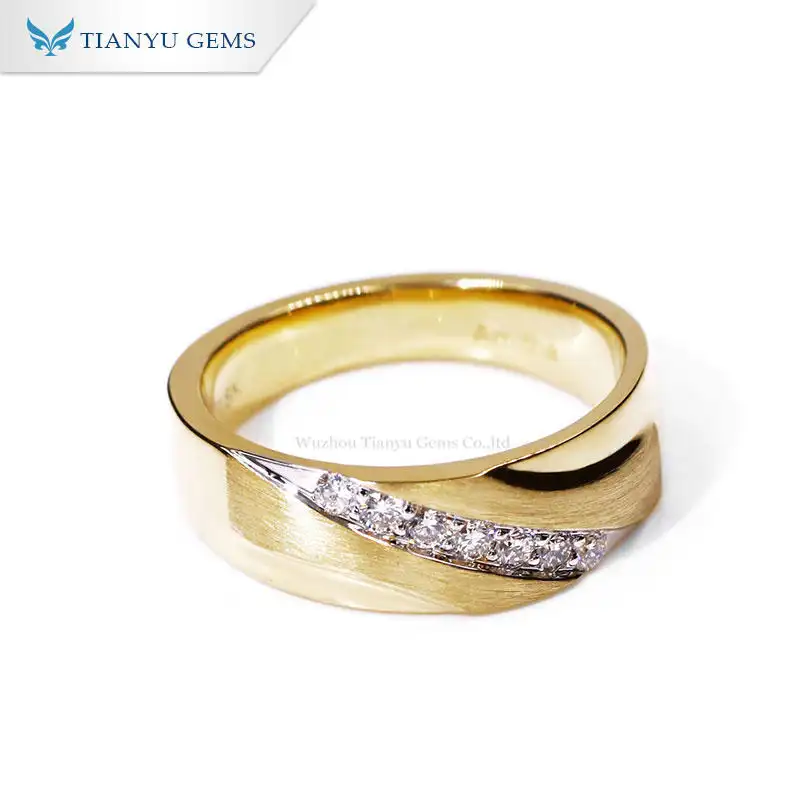 Customized Tianyu gems 14k yellow gold lab diamonds men ring for wedding Men's ring manufacturers From China 1