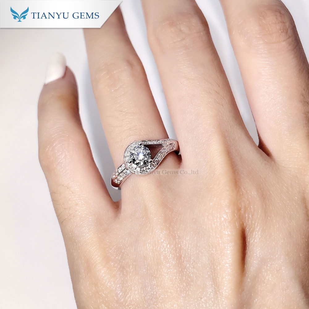 Tianyu Gems Round Cut Lab Grown Diamond Ring 14k White Gold Engagement Ring 4