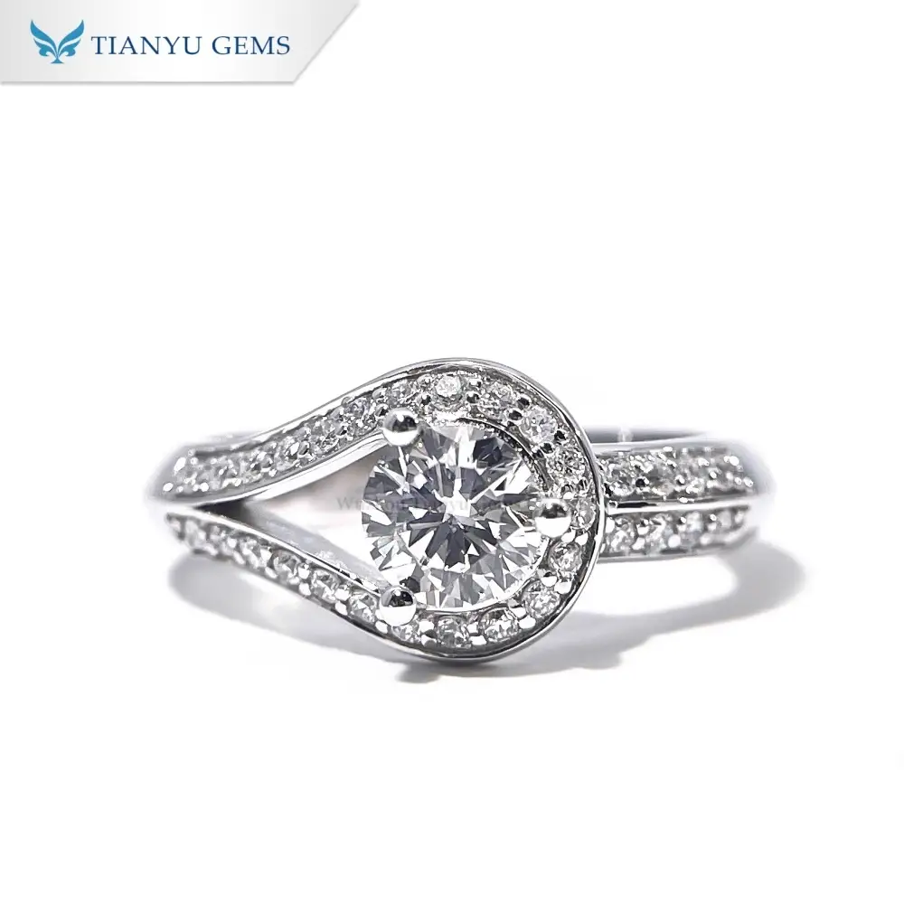 Tianyu Gems Round Cut Lab Grown Diamond Ring 14k White Gold Engagement Ring 1