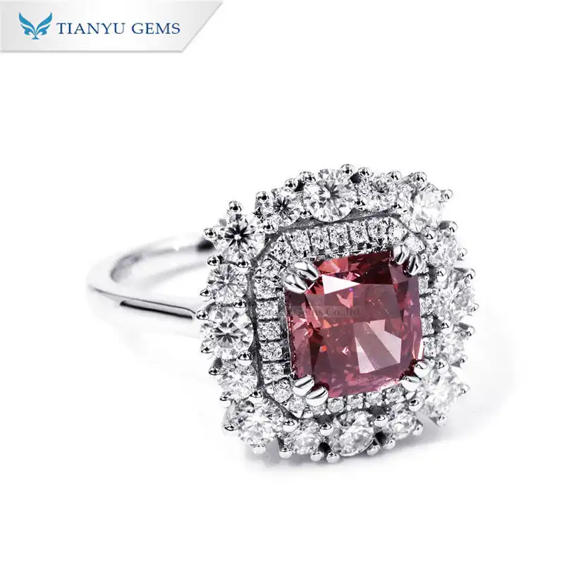 Tianyu Gems 14K white gold luxury radiant  cut Fancy Deep Brown 1.84 carat lab grown diamond ring for women 1