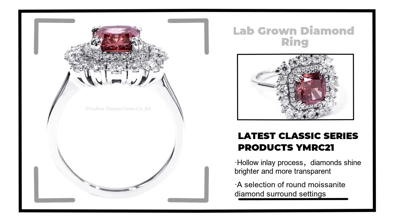 Tianyu Gems 14K white gold luxury radiant  cut Fancy Deep Brown 1.84 carat lab grown diamond ring for women 3