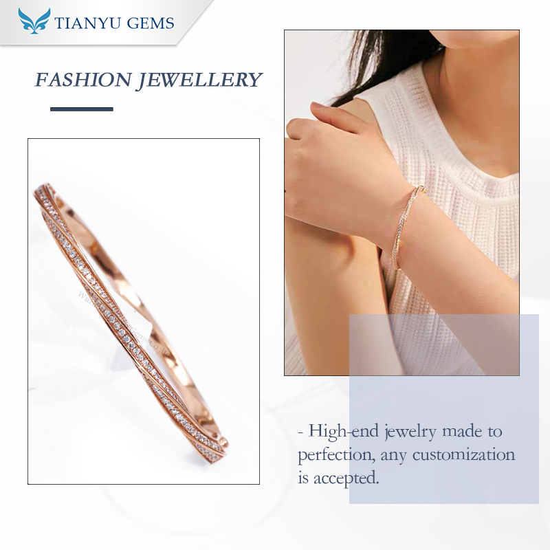 Tianyu Gems Crushed Diamond Rose Gold Bracelet 14k Women's Bracelet 5