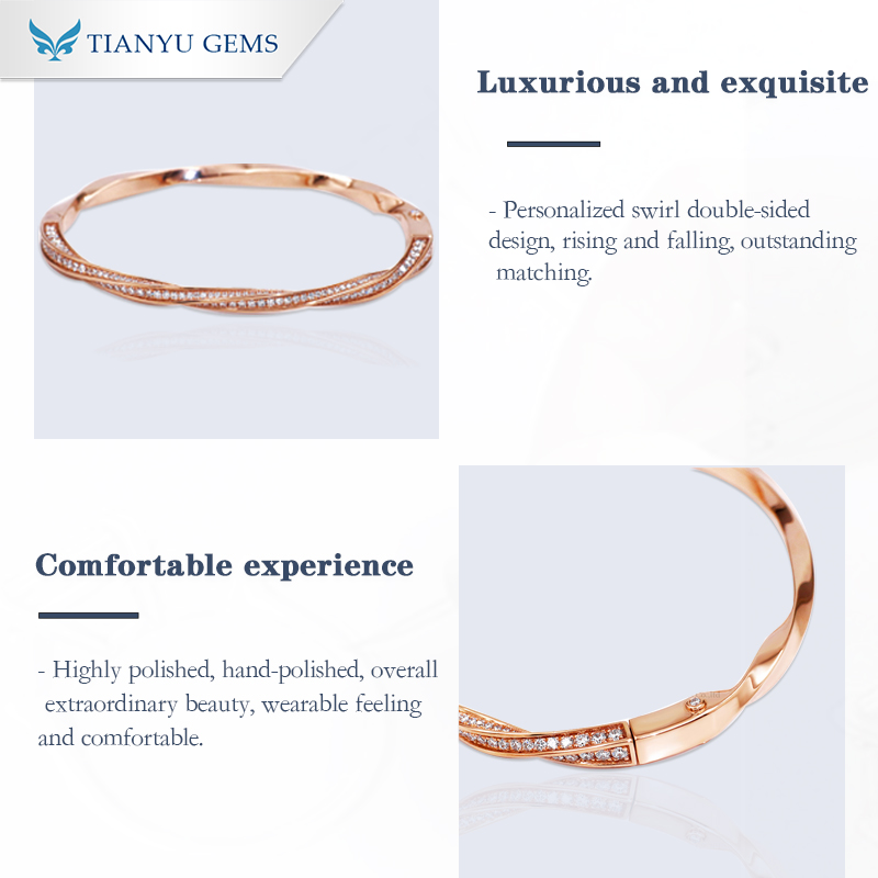 Tianyu Gems Crushed Diamond Rose Gold Bracelet 14k Women's Bracelet 3