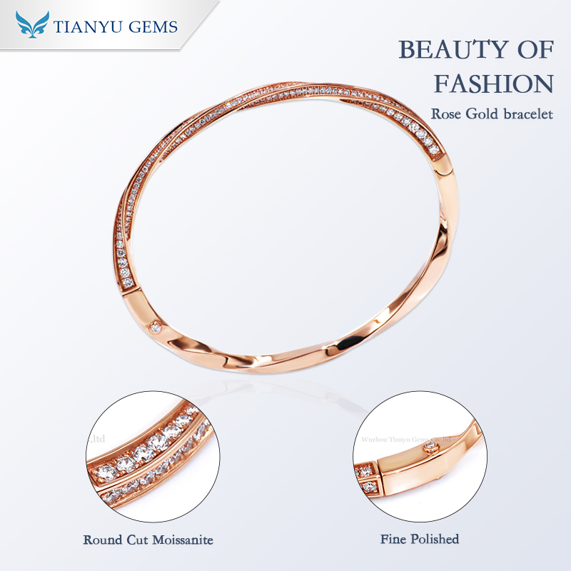Tianyu Gems Crushed Diamond Rose Gold Bracelet 14k Women's Bracelet 2