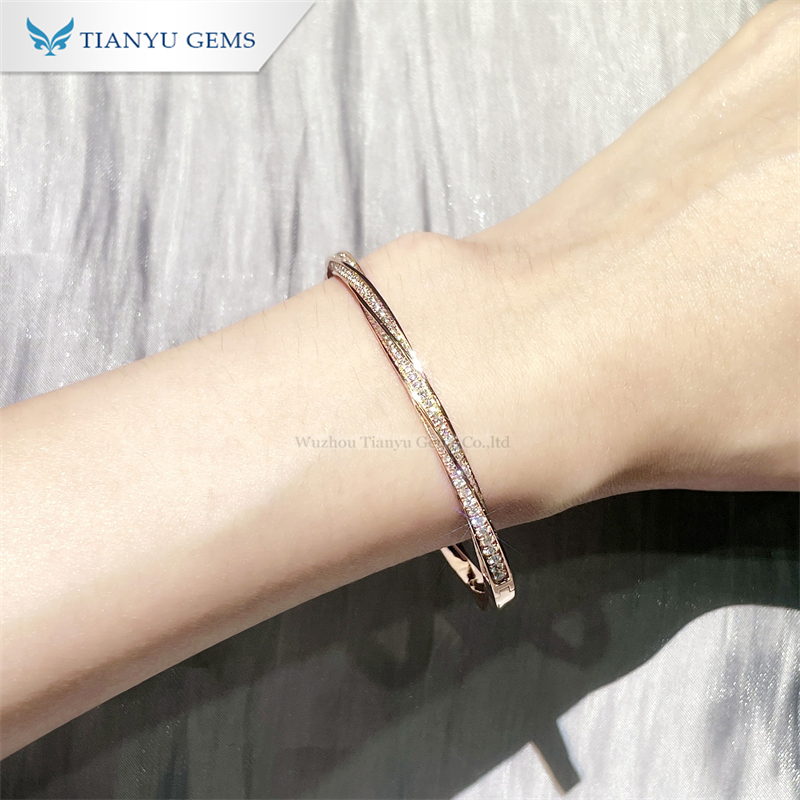 Tianyu Gems Crushed Diamond Rose Gold Bracelet 14k Women's Bracelet 7