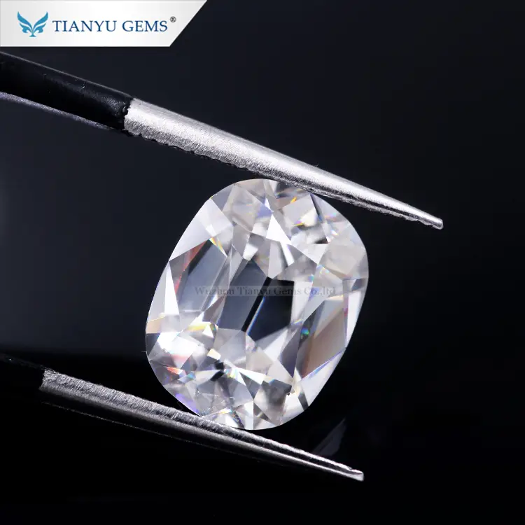 Tianyu gems cushion antique cut colorless loose moissanite H&amp;A/Brilliant Cut 1