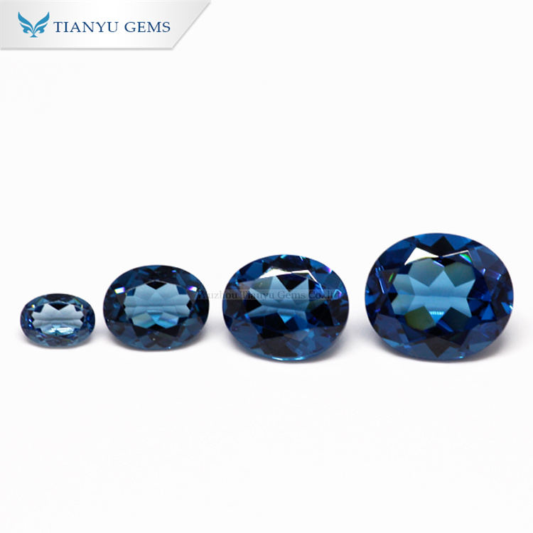 #46 Topaz London Blue Medium Oval Cut Synthetic Gemstone Nanosital 10