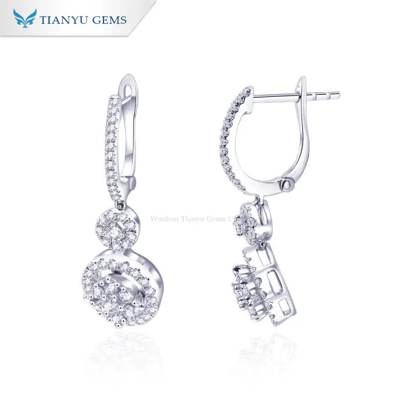 Tianyu Gems New Products 14k/18K White Gold Moissanite Diamonds Charm Earring for Daily Wear Earrings 1
