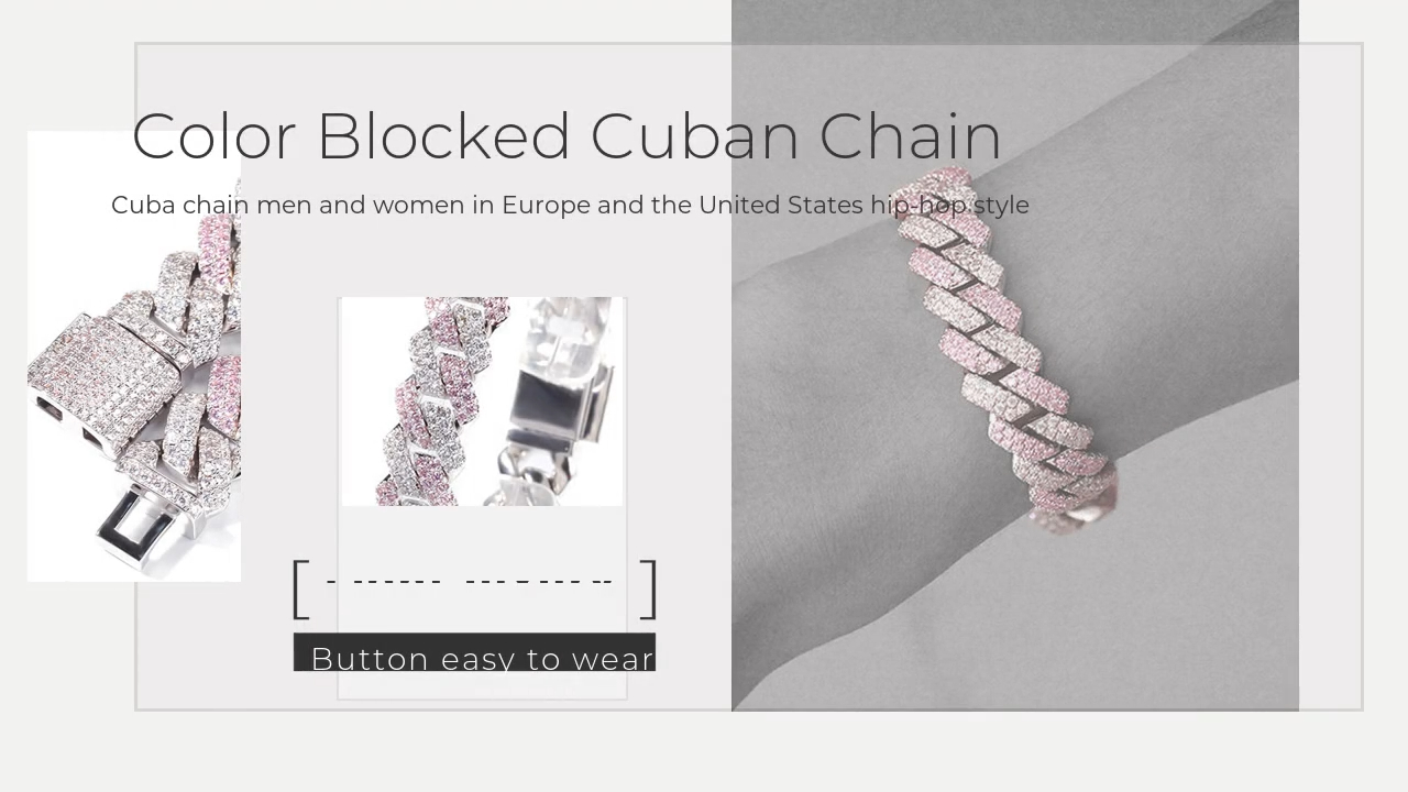 Tianyu Gems Moissanite Color Blocking Cuban Chain Handmade Set Light Luxury Men and Women 3