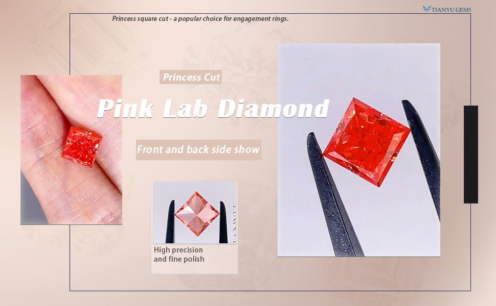 Tianyu Gems Princess Cut 1.51ct Fancy Red  3EX IGI Certified  Lab Grown CVD Diamond  Wholesale For Custom Fancy Colors 4