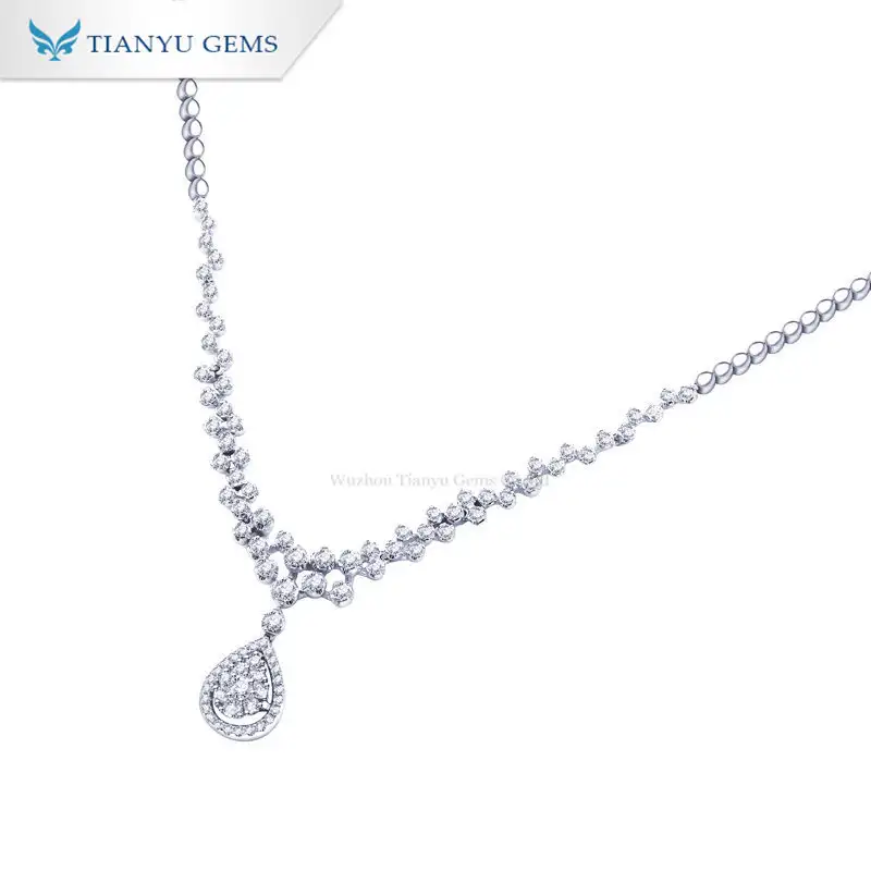 Tianyu Gems Wholesale Moissanite Jewelry New Fashion Necklace 10k White Gold Pendant Women Pendant Necklace 1