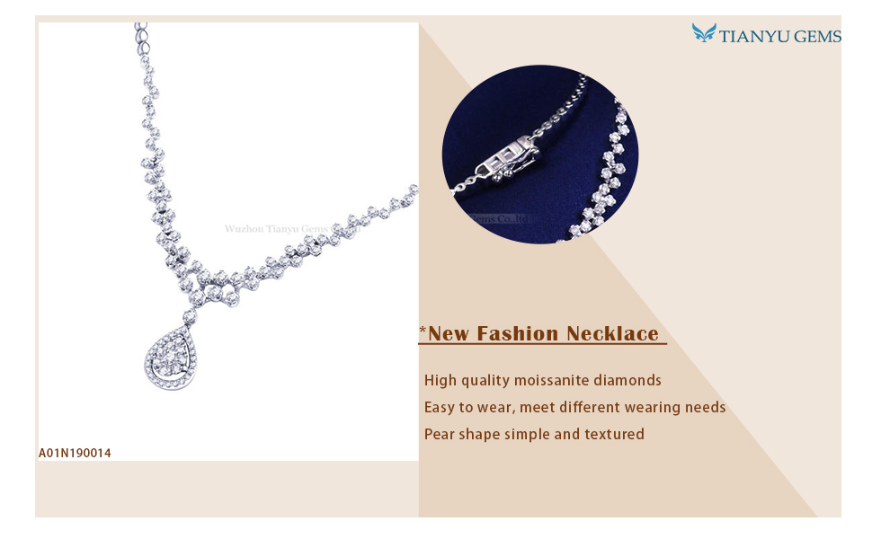 Tianyu Gems Wholesale Moissanite Jewelry New Fashion Necklace 10k White Gold Pendant Women Pendant Necklace 4