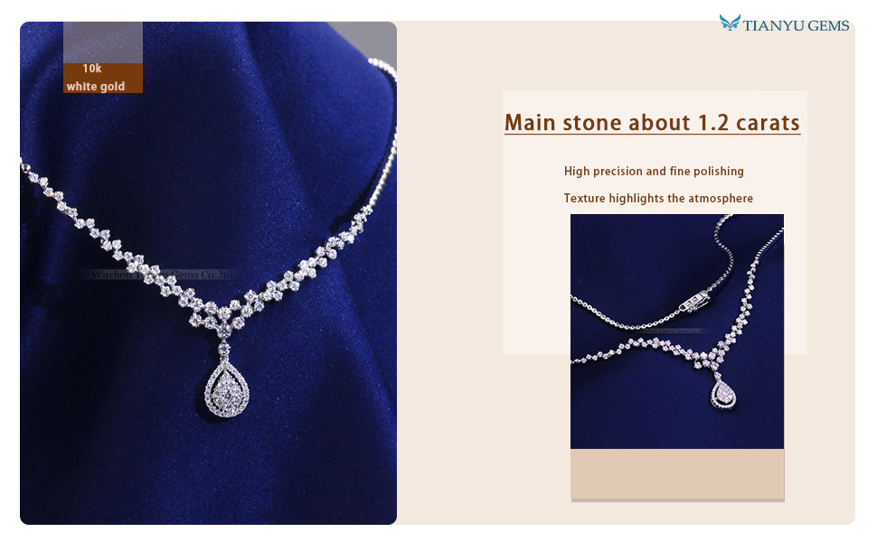 Tianyu Gems Wholesale Moissanite Jewelry New Fashion Necklace 10k White Gold Pendant Women Pendant Necklace 6