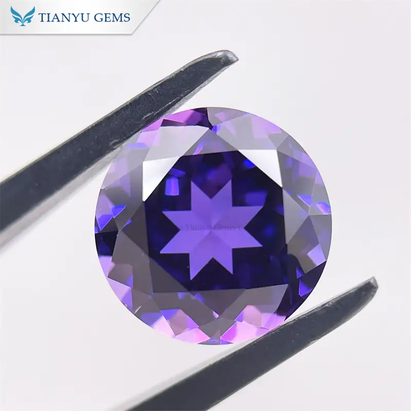 Round Purplish Blue Sapphire Lab Grown Gemstone 1