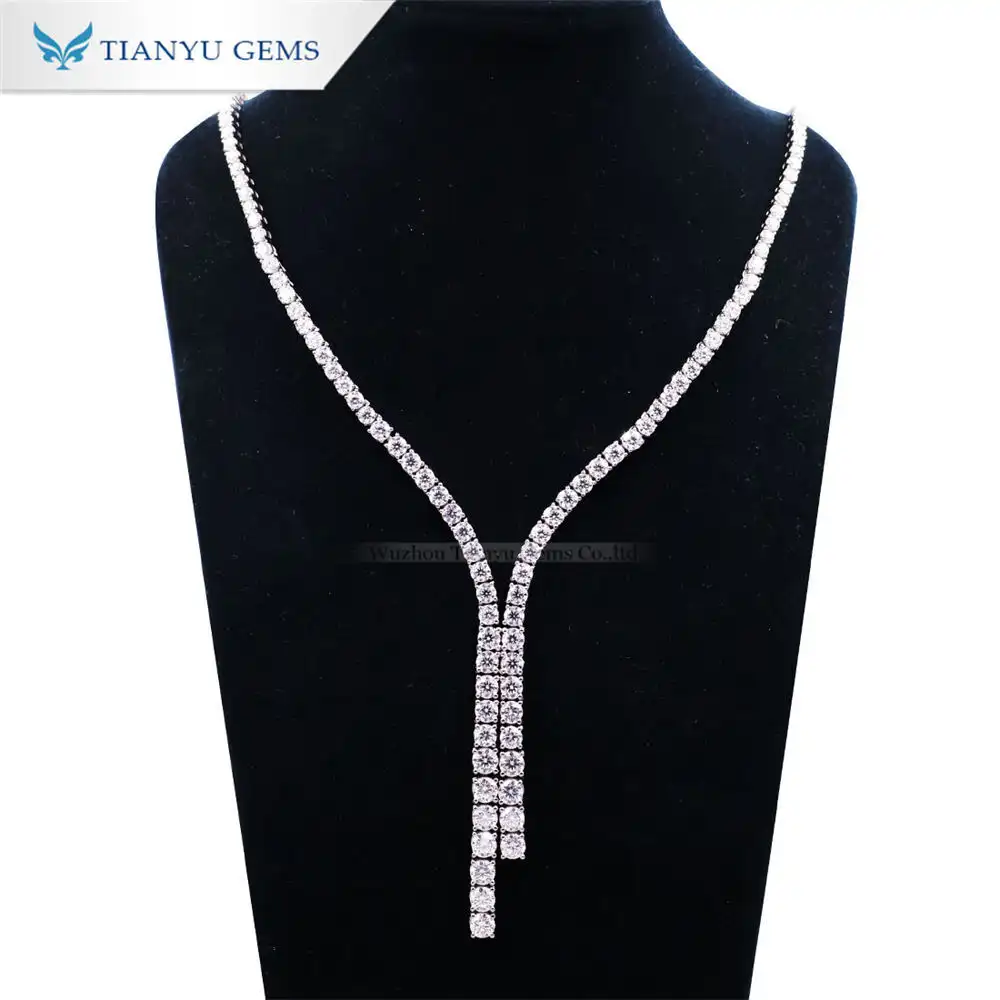 Tianyu gems Moissanite Diamond White Gold Plated Charming Sterling Silver 925 Necklace 1