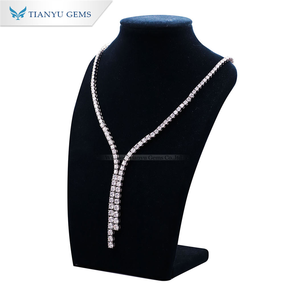 Tianyu gems Moissanite Diamond White Gold Plated Charming Sterling Silver 925 Necklace 10