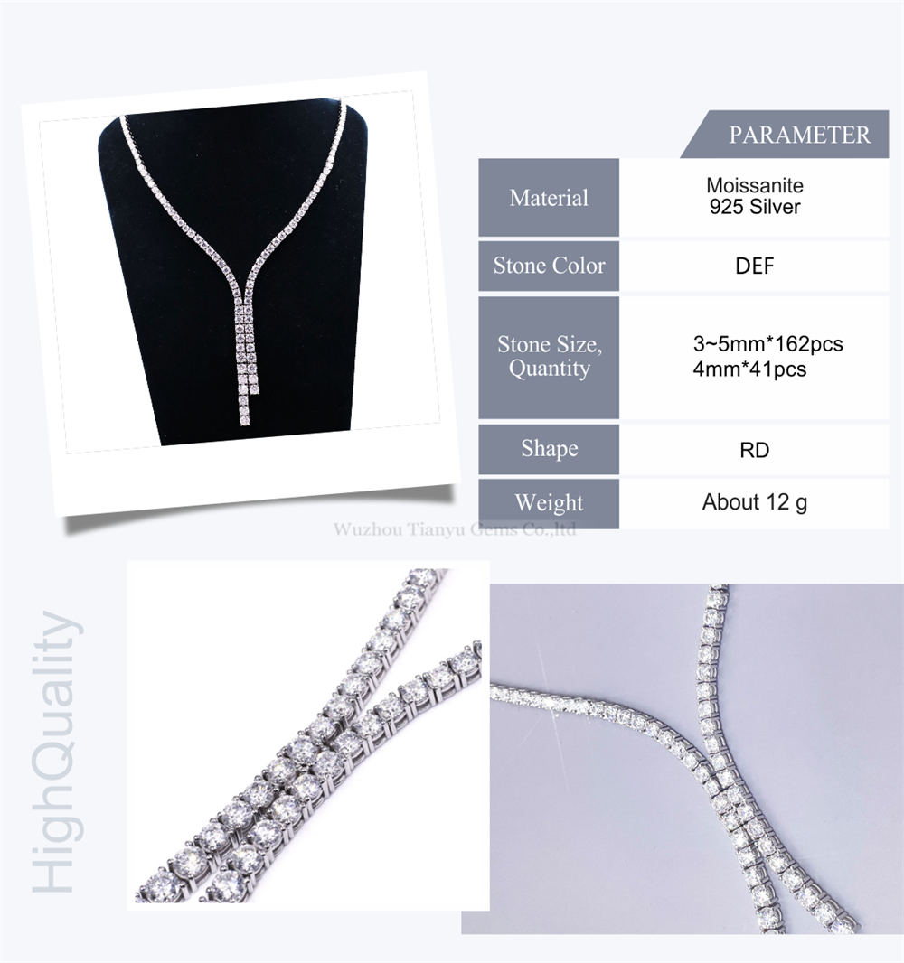Tianyu gems Moissanite Diamond White Gold Plated Charming Sterling Silver 925 Necklace 8