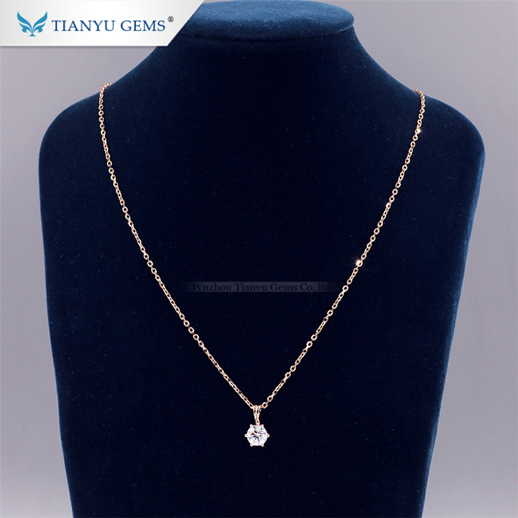 Tianyu gems new fashion necklace 1ct moissanite diamonds 14k rose gold pendant for women