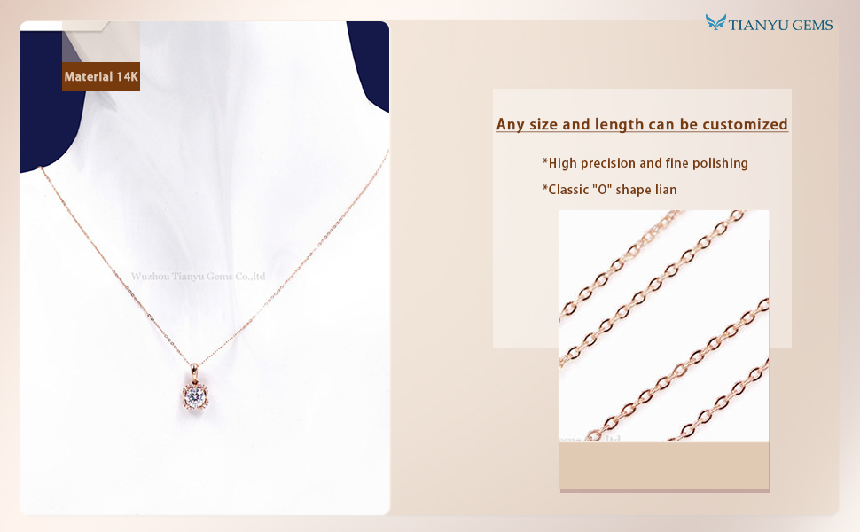 Tianyu Gems Luxury Style 14K Rose Gold Pendant Wholesale Moissanite Jewelry Women Necklace Pendant Accept Customization 6
