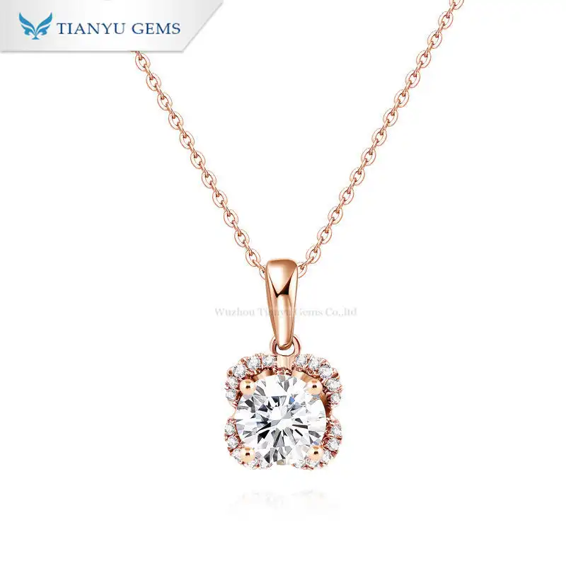 Tianyu Gems Luxury Style 14K Rose Gold Pendant Wholesale Moissanite Jewelry Women Necklace Pendant Accept Customization 1