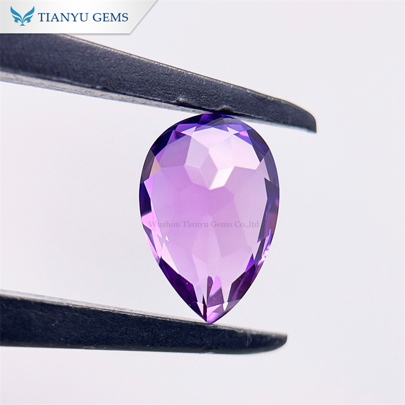 Pear Natural Cut Lab Created Purple Sapphire Gemstone Wholesale 9