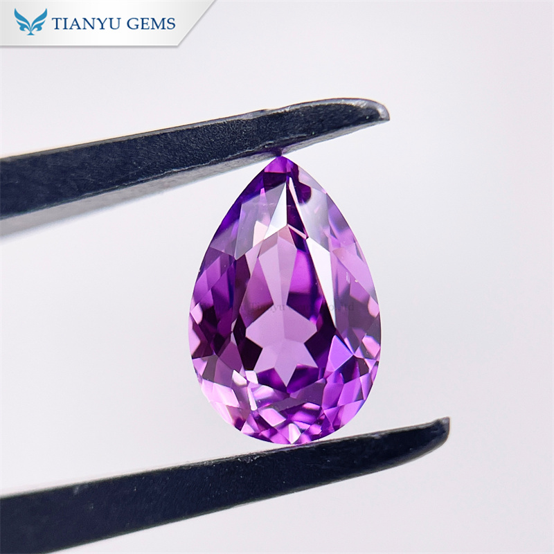 Pear Natural Cut Lab Created Purple Sapphire Gemstone Wholesale 8