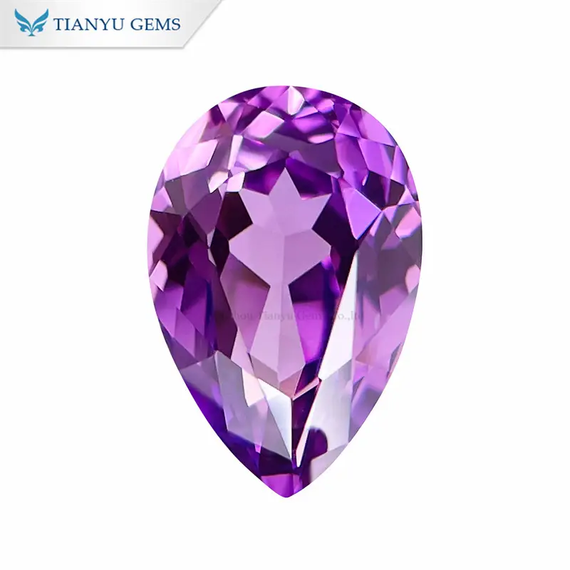 Pear Natural Cut Lab Created Purple Sapphire Gemstone Wholesale 1