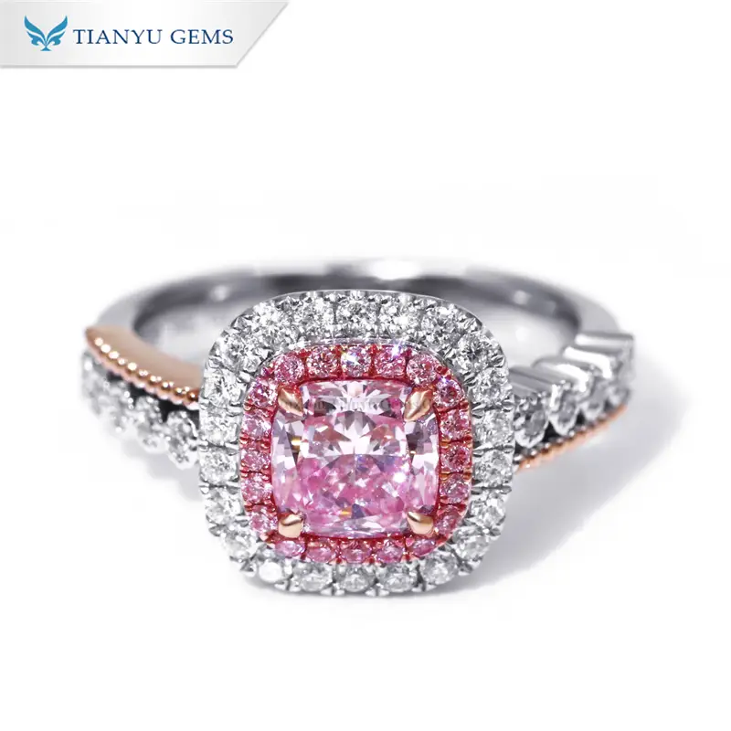 Tianyu Gems IGI Certificate Cushion Cut 1.1ct Fancy Pink Lab Grown Diamond ring Wholesale For Custom Fancy Colors 1