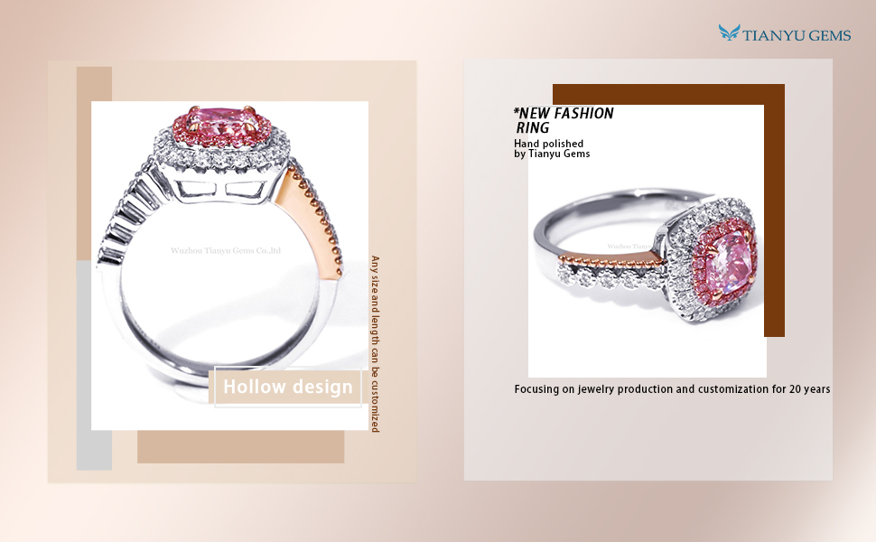 Tianyu Gems IGI Certificate Cushion Cut 1.1ct Fancy Pink Lab Grown Diamond ring Wholesale For Custom Fancy Colors 7