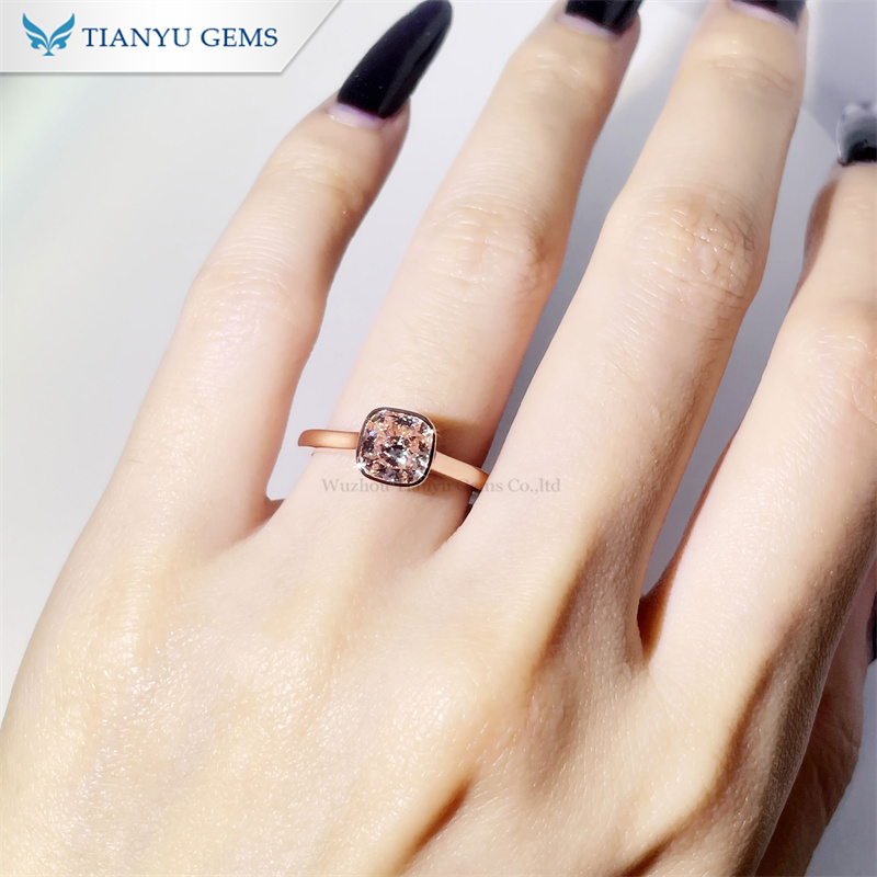 14K Rose Gold Cushion Pink Diamond Ring - Elegant & Versatile 4