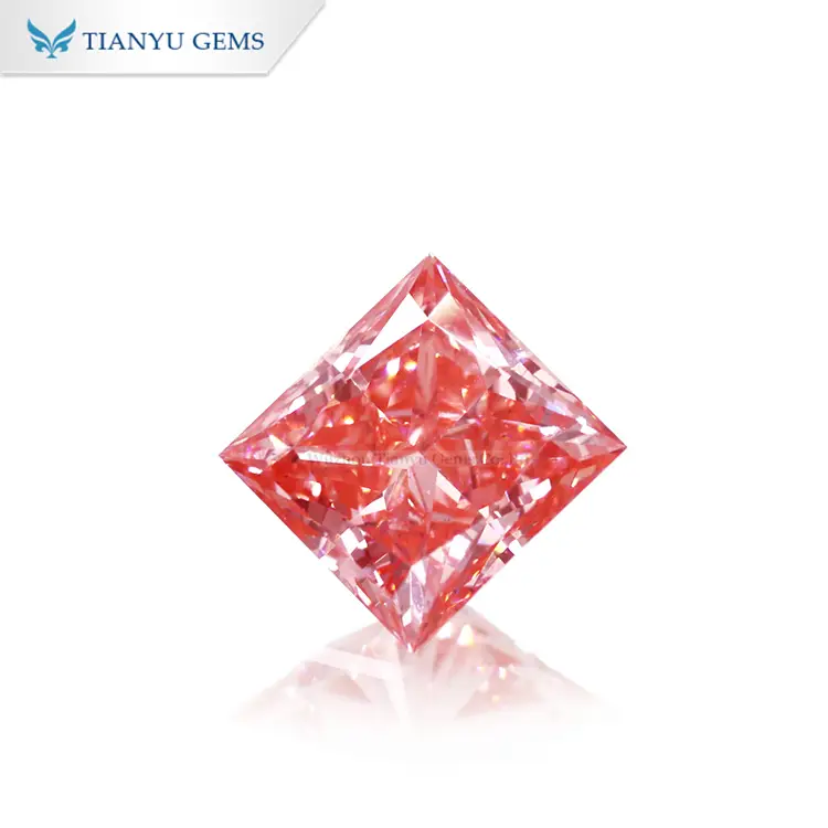 Tianyu gems Lab Grown Diamond 1.29ct Square Princess Cut Fancy Vivid Pink Color CVD Loose Diamond Fancy Colors 1