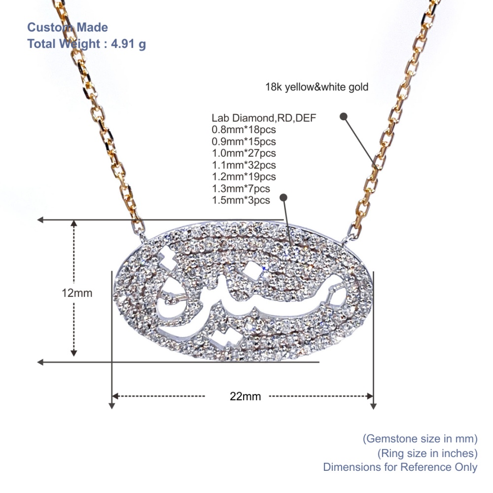 Tianyu Gems Round Cut Lab Grown Diamond Necklace 18K White&Yellow Gold Necklace 5