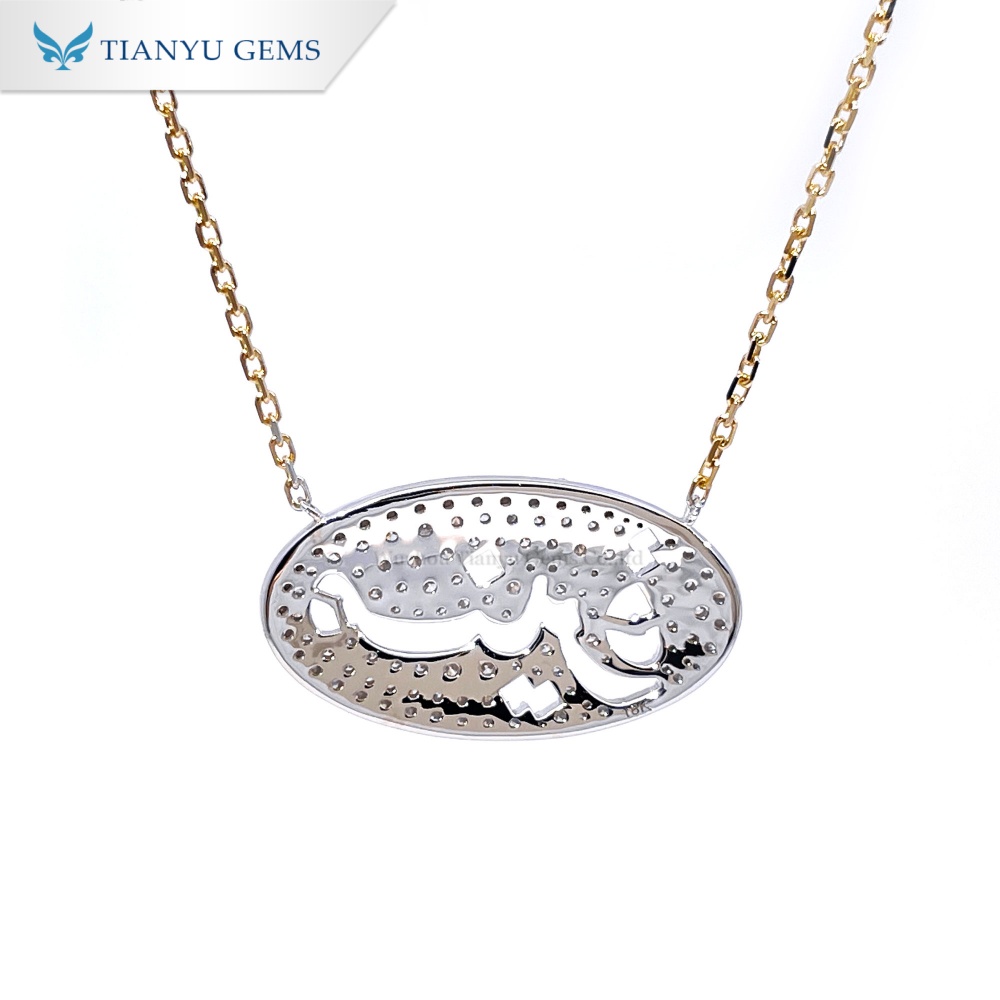 Tianyu Gems Round Cut Lab Grown Diamond Necklace 18K White&Yellow Gold Necklace 6