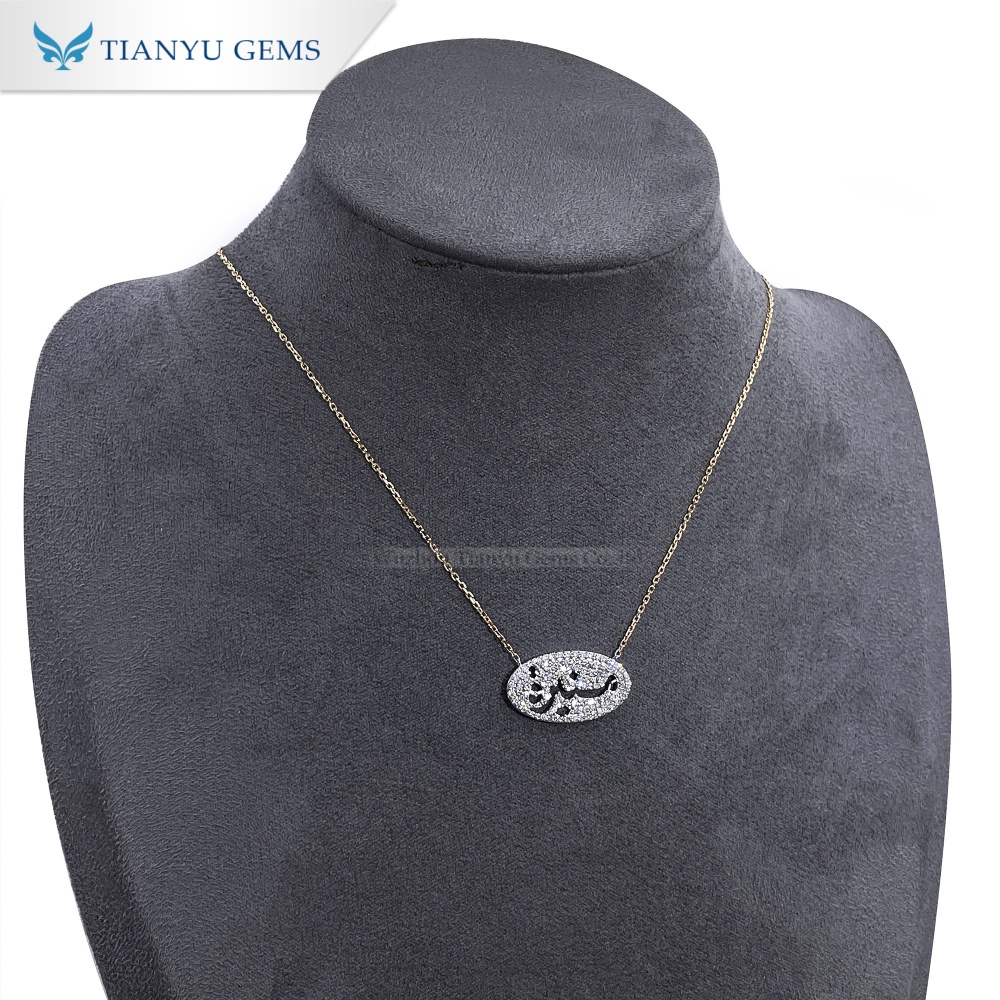 Tianyu Gems Round Cut Lab Grown Diamond Necklace 18K White&Yellow Gold Necklace 4