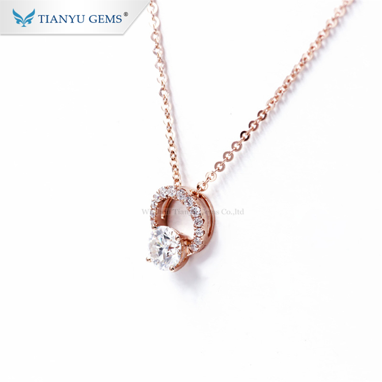 Tianyu gems rose gold pendent smart design synthesis moissanite diamonds necklace gold 14k Pendant Necklaces 12