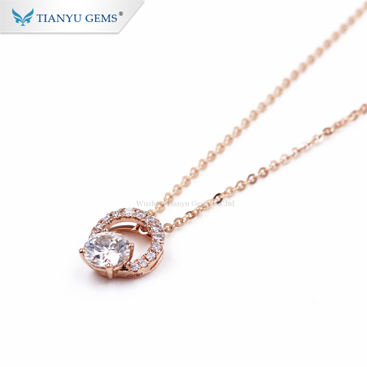 Tianyu gems rose gold pendent smart design synthesis moissanite diamonds necklace gold 14k Pendant Necklaces 10