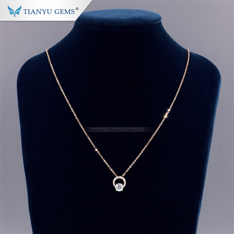 Tianyu gems rose gold pendent smart design synthesis moissanite diamonds necklace gold 14k Pendant Necklaces 8