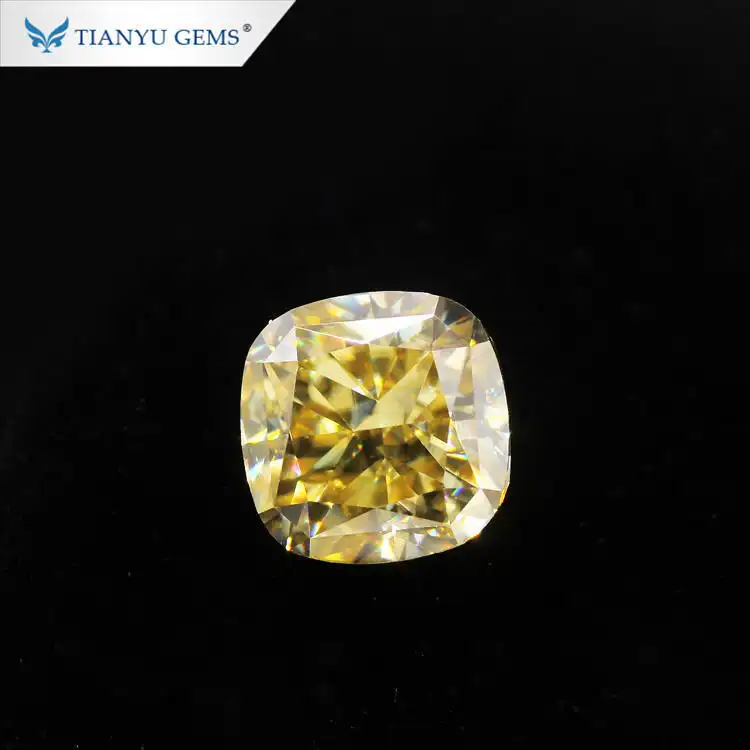 TIanyu gems Yellow Color Cushion Synthetic Moissanite Diamond Stone 1