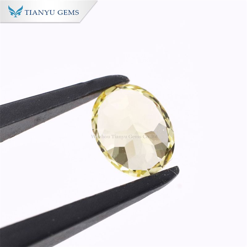 Anpassad oval slipad lab-odlad ädelsten gul safir tillverkare 9