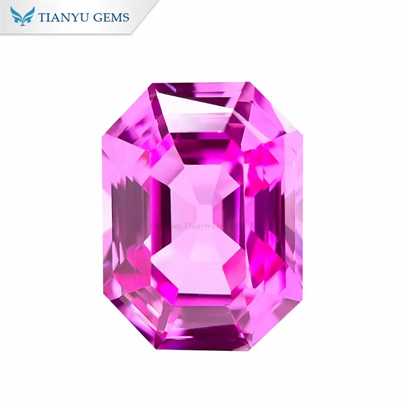 Elongated Antique Asscher Cut Pink Lab Grown Sapphire Gemstones 1