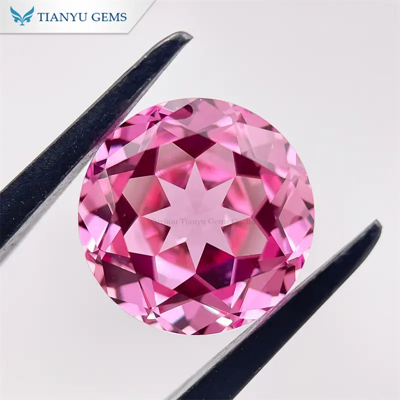 Round Cut Deep Pink Sapphire Lab Grown Gemstone 1
