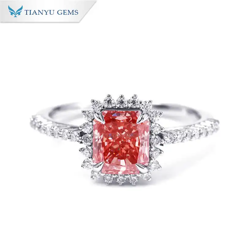 Tianyu Gems 14K Lab Grown Diamond Ring Fancy Deep Brownish Pink colorful diamonds fashionable and versatile model 1