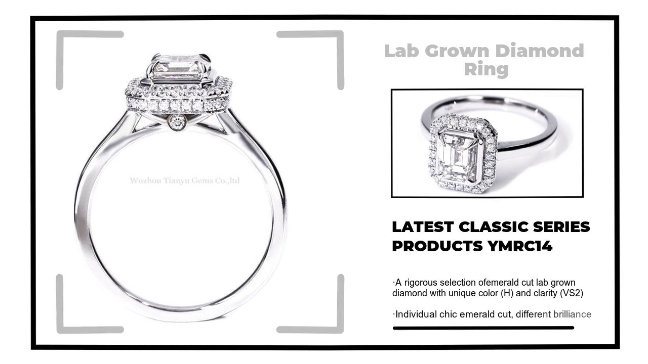 Tianyu Gems 14K white gold 1.62 carat  VS2 clarity H color lab grown diamond ring niche design for girlfriend 3