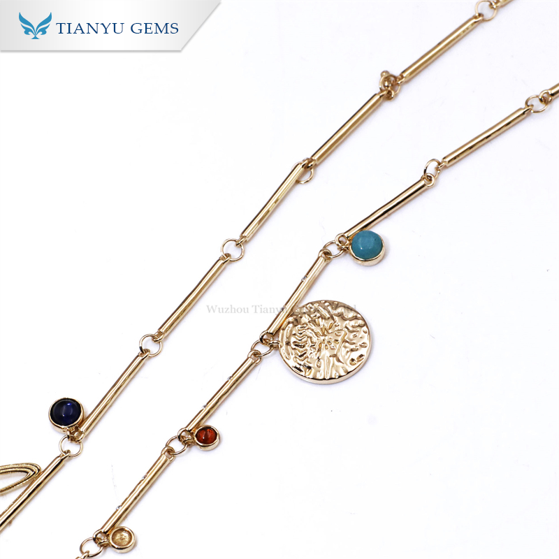 Tianyu Gems 14k\18k light luxury niche colored gemstone female temperament collarbone chain planet necklace 4