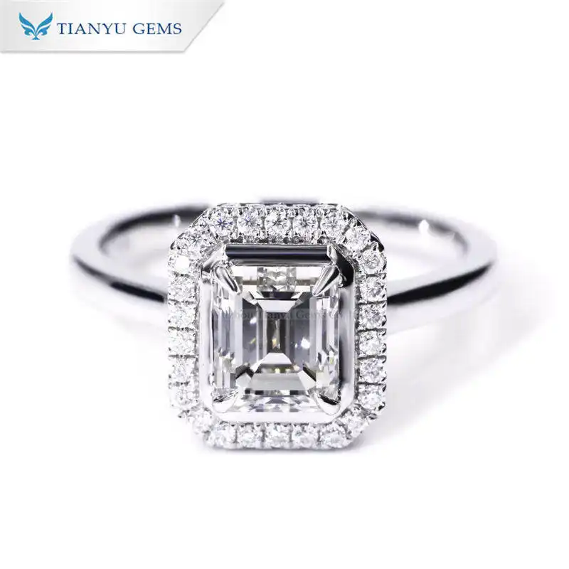 Tianyu Gems 14K white gold 1.62 carat  VS2 clarity H color lab grown diamond ring niche design for girlfriend 1