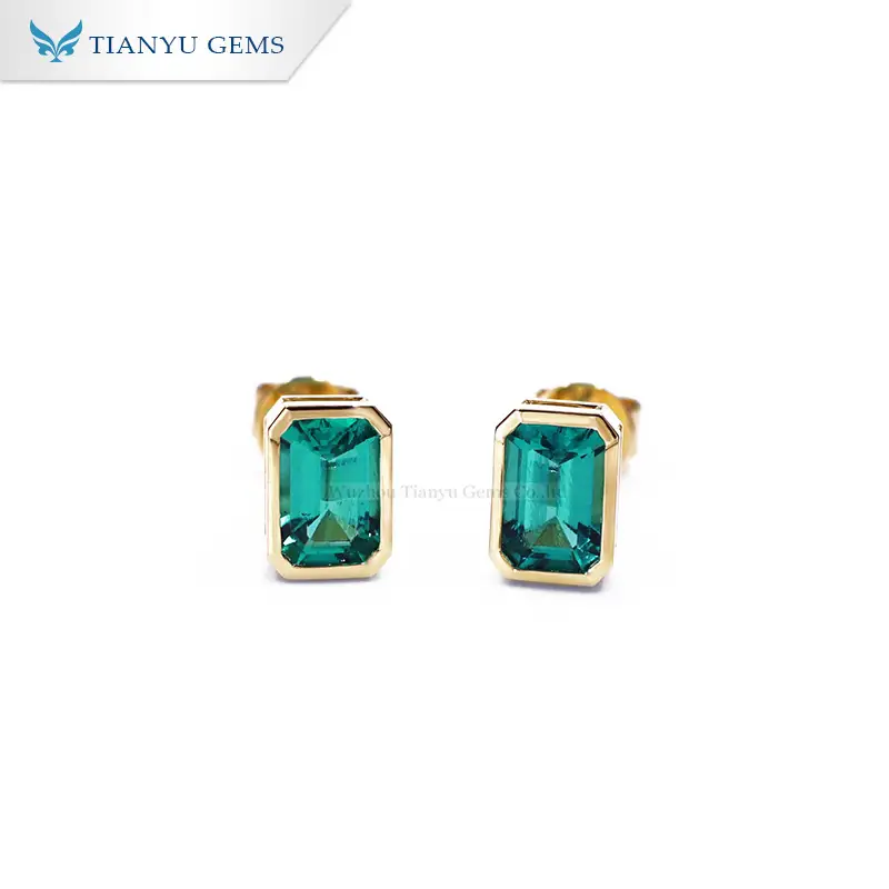 Tianyu Gems Customized Synthetic Gemstone 10K Yellow Gold Jewelry Earring For Women 1