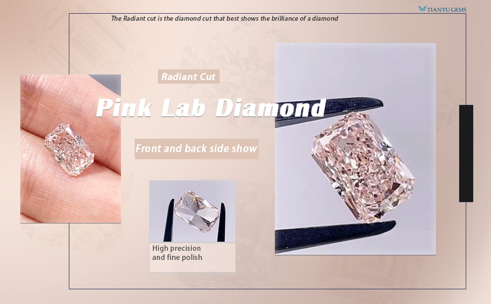 Tianyu Gems Factory Wholesale Radiant Cut 2.35ct Fancy Light Pink  3EX IGI Certified  Lab Grown Diamond 2