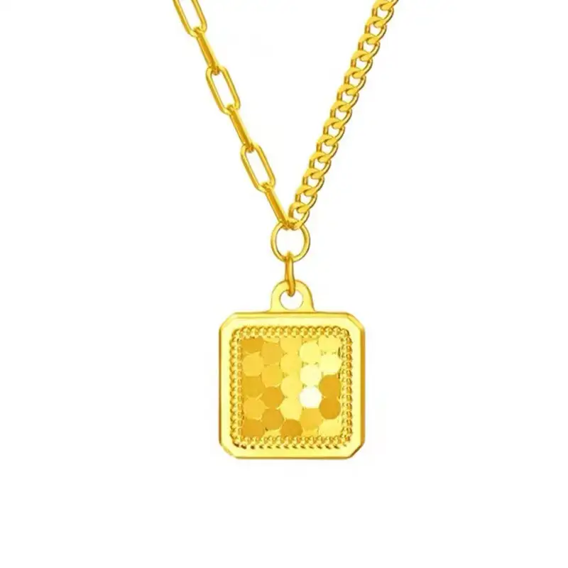 Tianyu Gems 24k gold jewelry customed  square pendant necklace for women 1